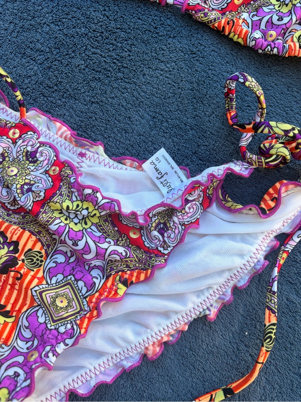 Luli Fama Purple Orange Floral Paisley Triangle Bikini - Picture 4 of 4